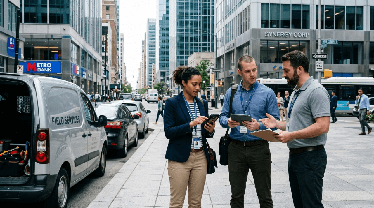 Smiling man using a tablet